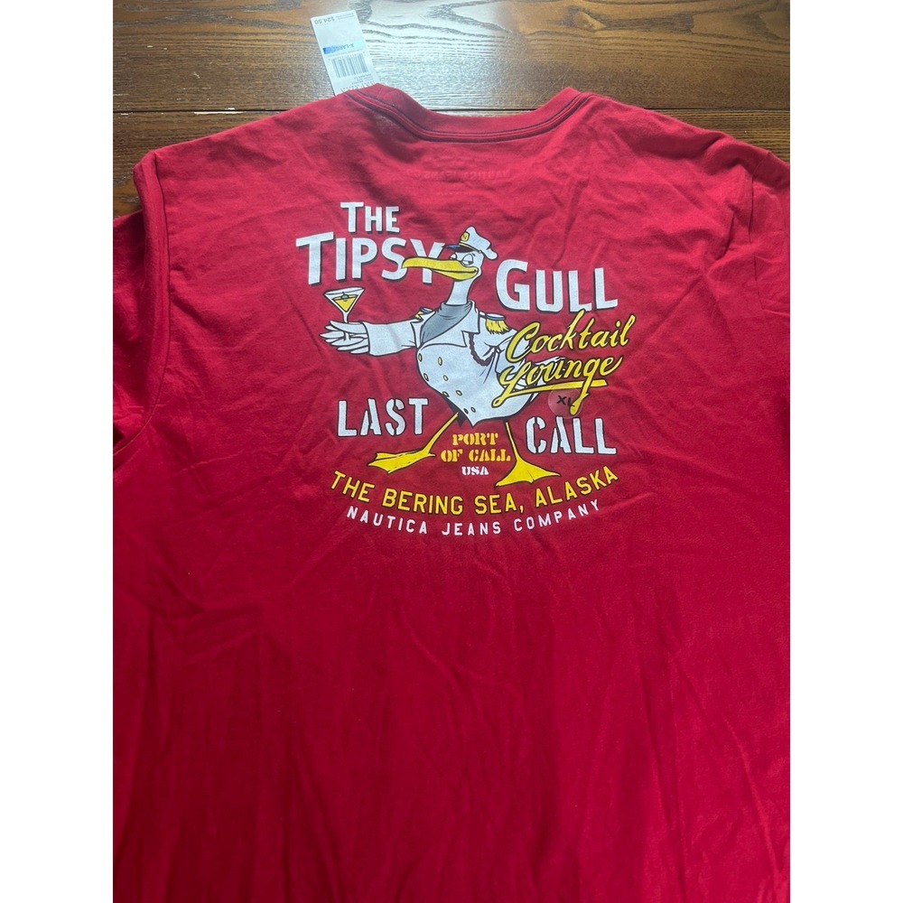 NEW Nautica CAPT GULLY NJC RED XL COTTON TShirt THE TIPSY GULL Alaska NWT